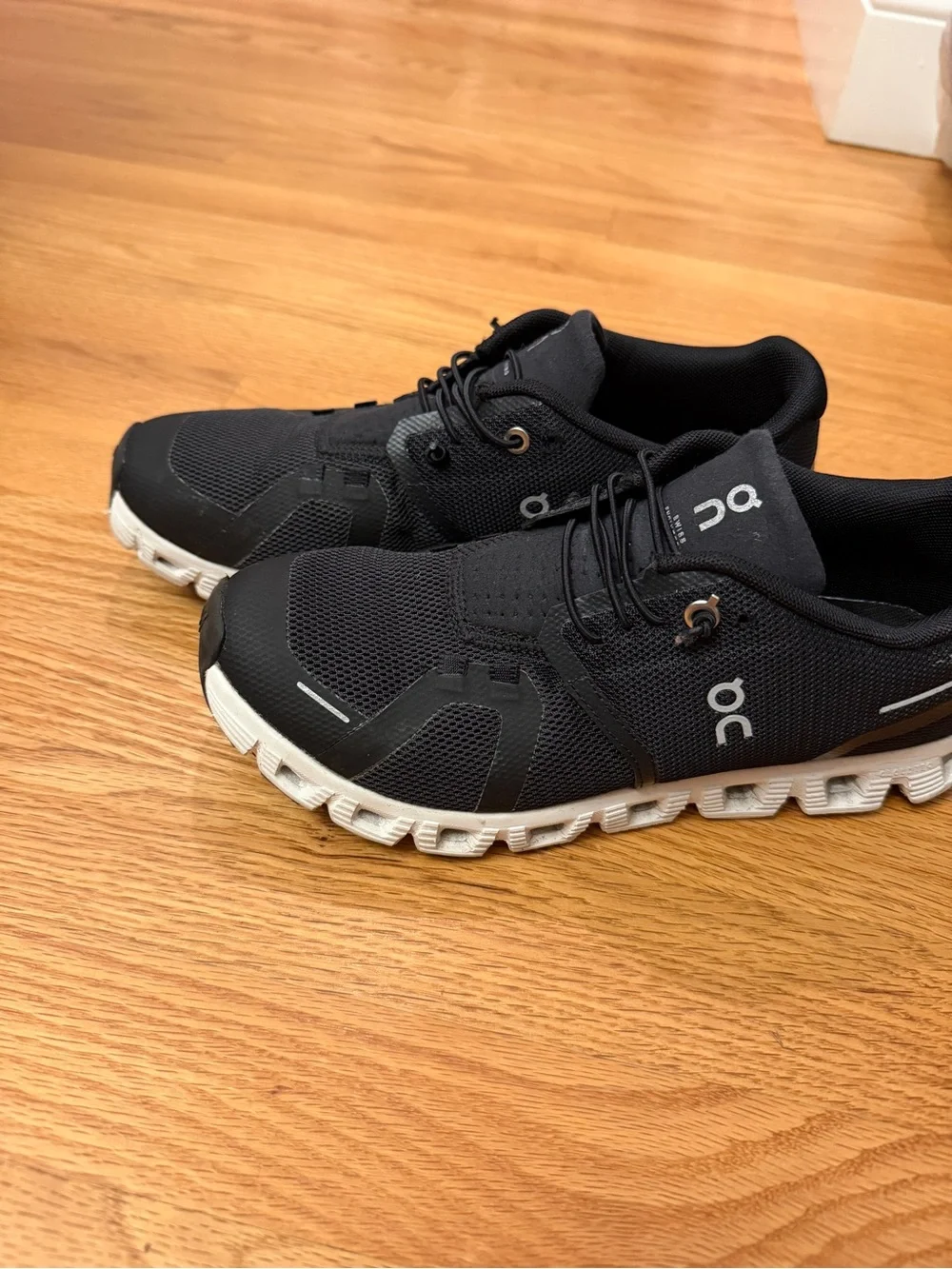 On Cloud Running Sneakers in Black with White Sole